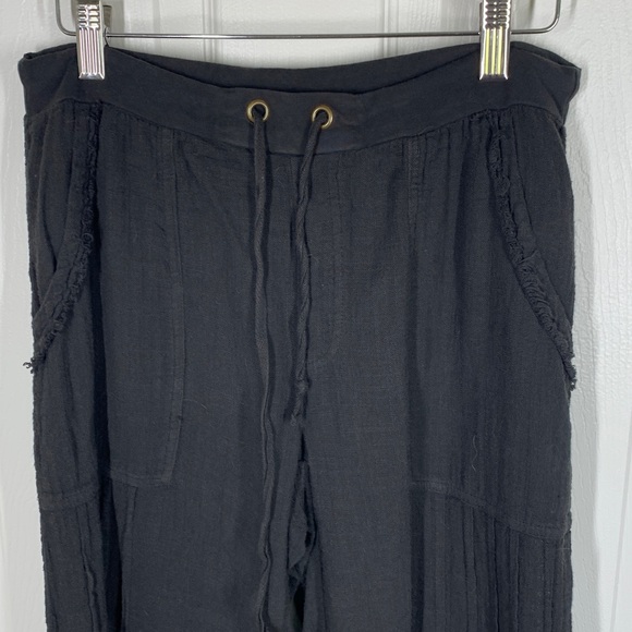 XCVI Wearables black cotton wide leg crop boho pants size small - Picture 2 of 13